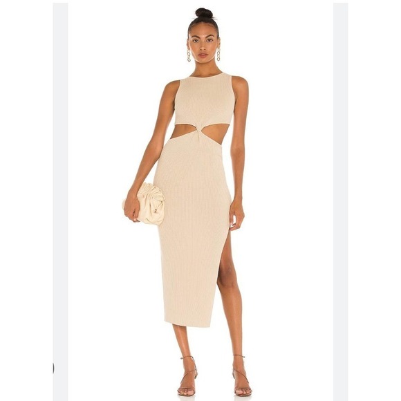 BEC&BRIDGE Sand Riviera Knit Twist Midi Dress Size 8 NWT - Picture 5 of 12